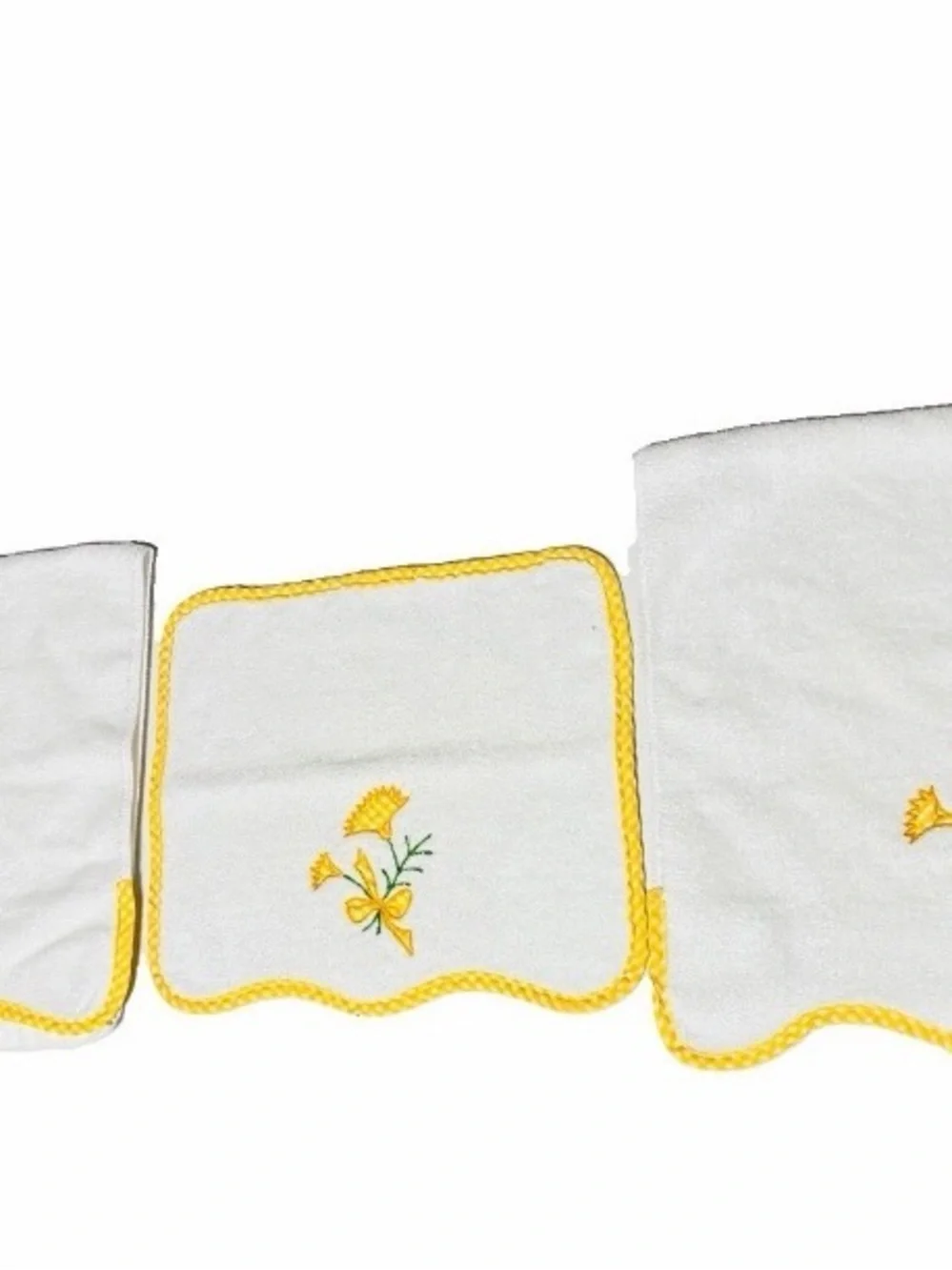 Vintage Field crest/ Martex 4 Piece Yellow Floral Gingham Embroidery Towel Set